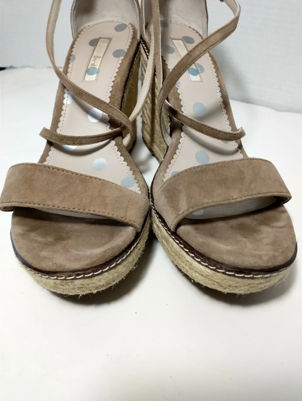 Boden Women's Strappy Suede Espadrille Wedge‎ Taupe Size 10.5, UK 42